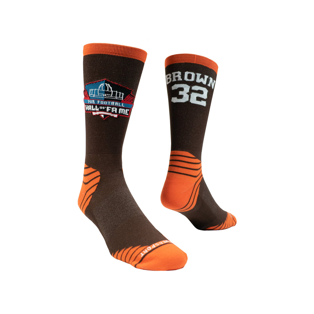 Thanks to our patented SILVERCLEAN anti-microbial technology your feet will be comfortable and fresh all day long in your Browns Jim Brown Game Day Socks.